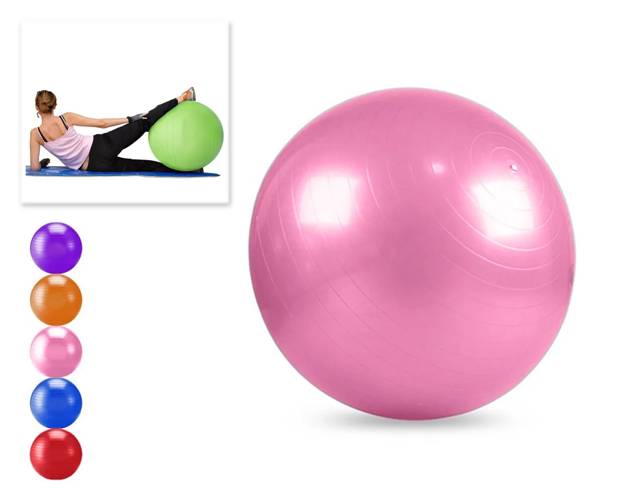 65cm Anti Burst Yoga Exercise Ball - Pink