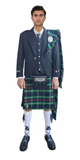 Black Argyll Kilt Outfit With MacKenzie Morgan Tartan Kilt