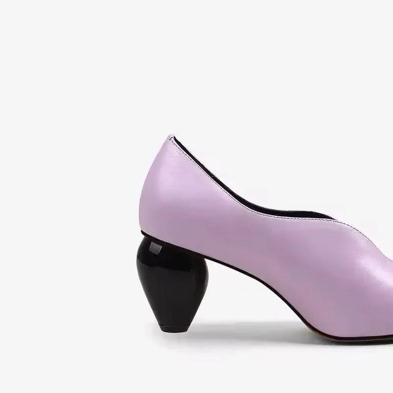 Breigh Lilac Curve Shaped Leather Pumps