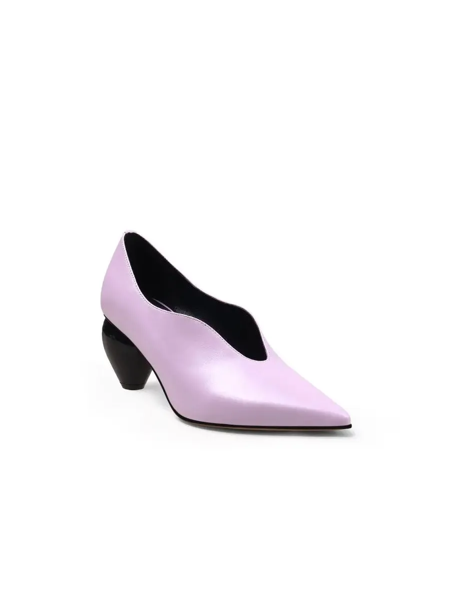 Breigh Lilac Curve Shaped Leather Pumps