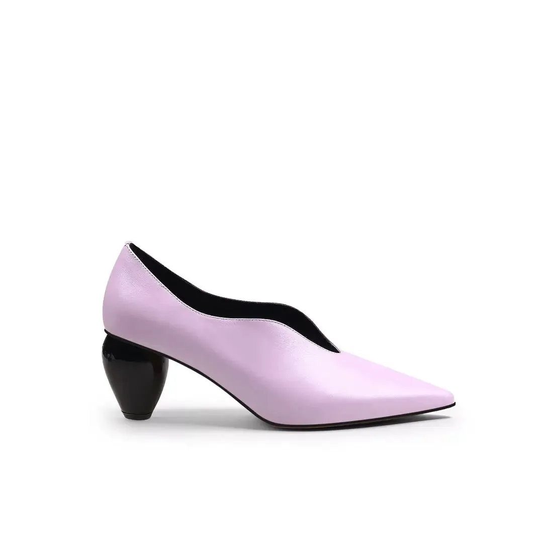 Breigh Lilac Curve Shaped Leather Pumps