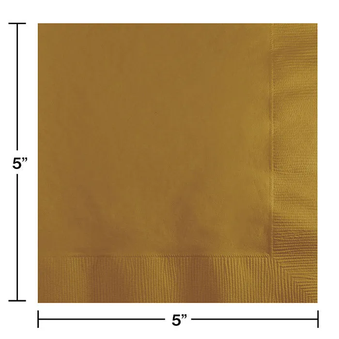 Bulk Glittering Gold Beverage Napkins 2 ply (1200 per Case)