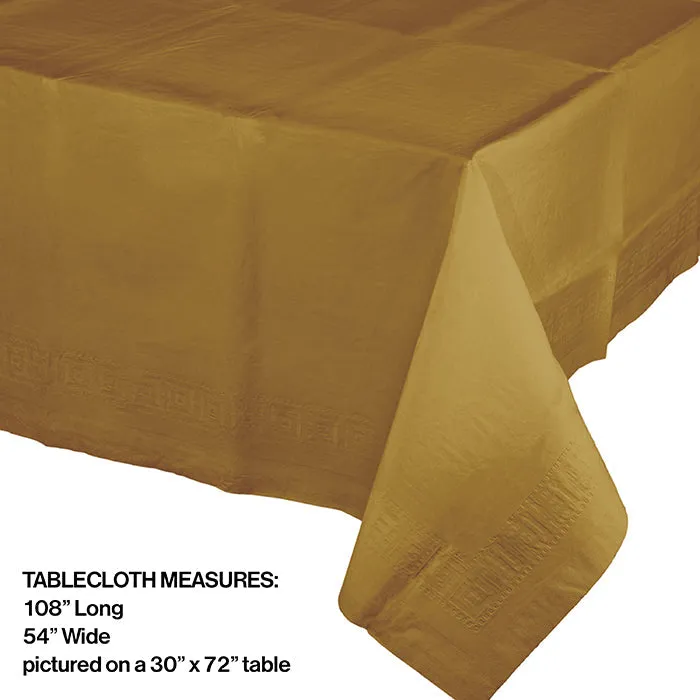 Bulk Glittering Gold Plastic Table Covers 54 inch x 108 inch (12 per Case)