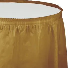 Bulk Glittering Gold Plastic Tableskirt 29 inch x 14 ft (6 per Case)