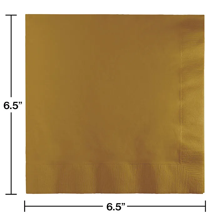 Bulk Pack of 100 Glittering Gold Luncheon Napkins 3Ply