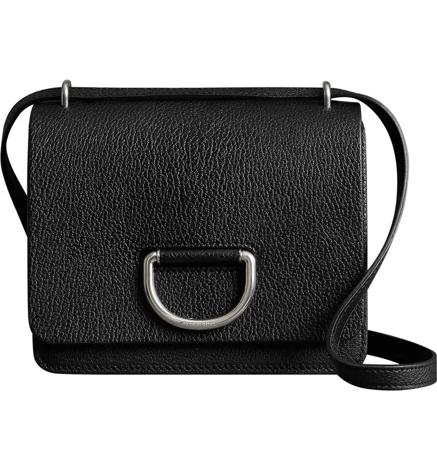 Burberry Crossbody Small D-ring Black Leather Shoulder Bag