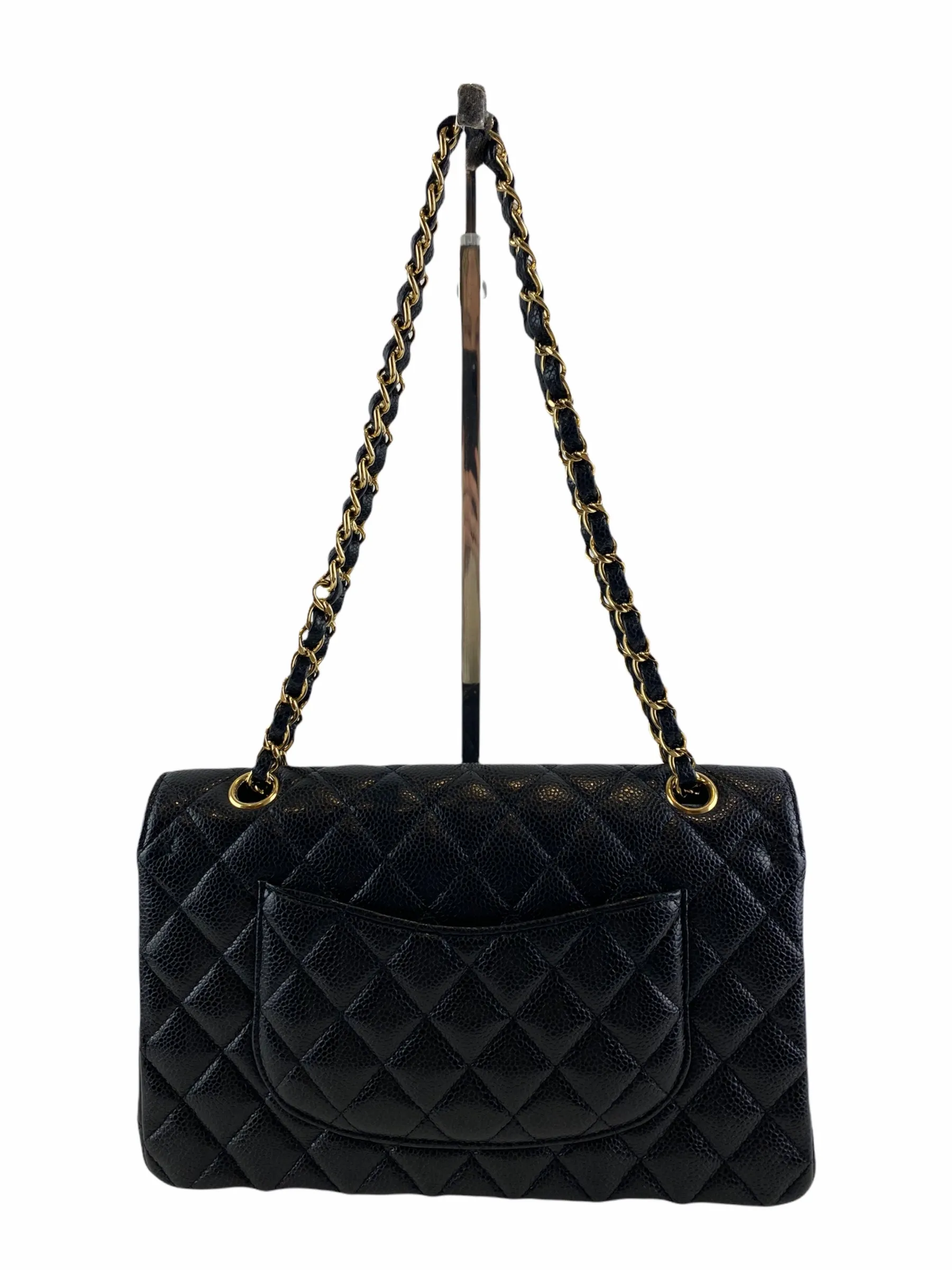 Chanel Black Caviar Leather Classic Medium Double Flap