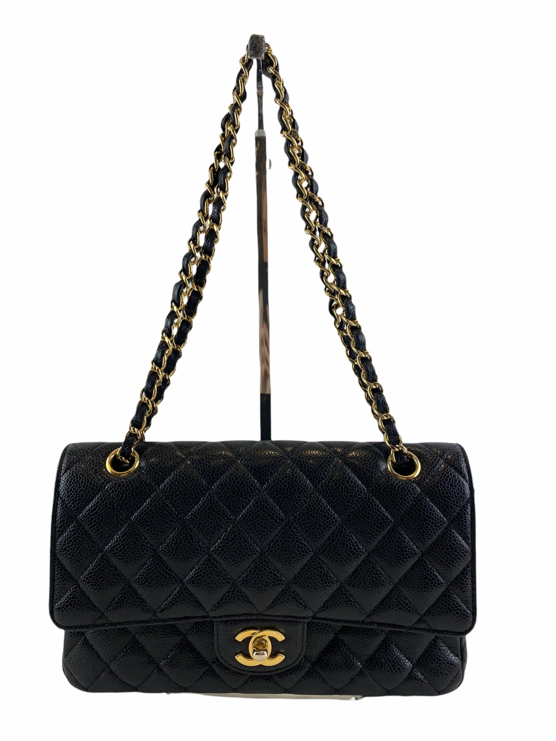 Chanel Black Caviar Leather Classic Medium Double Flap