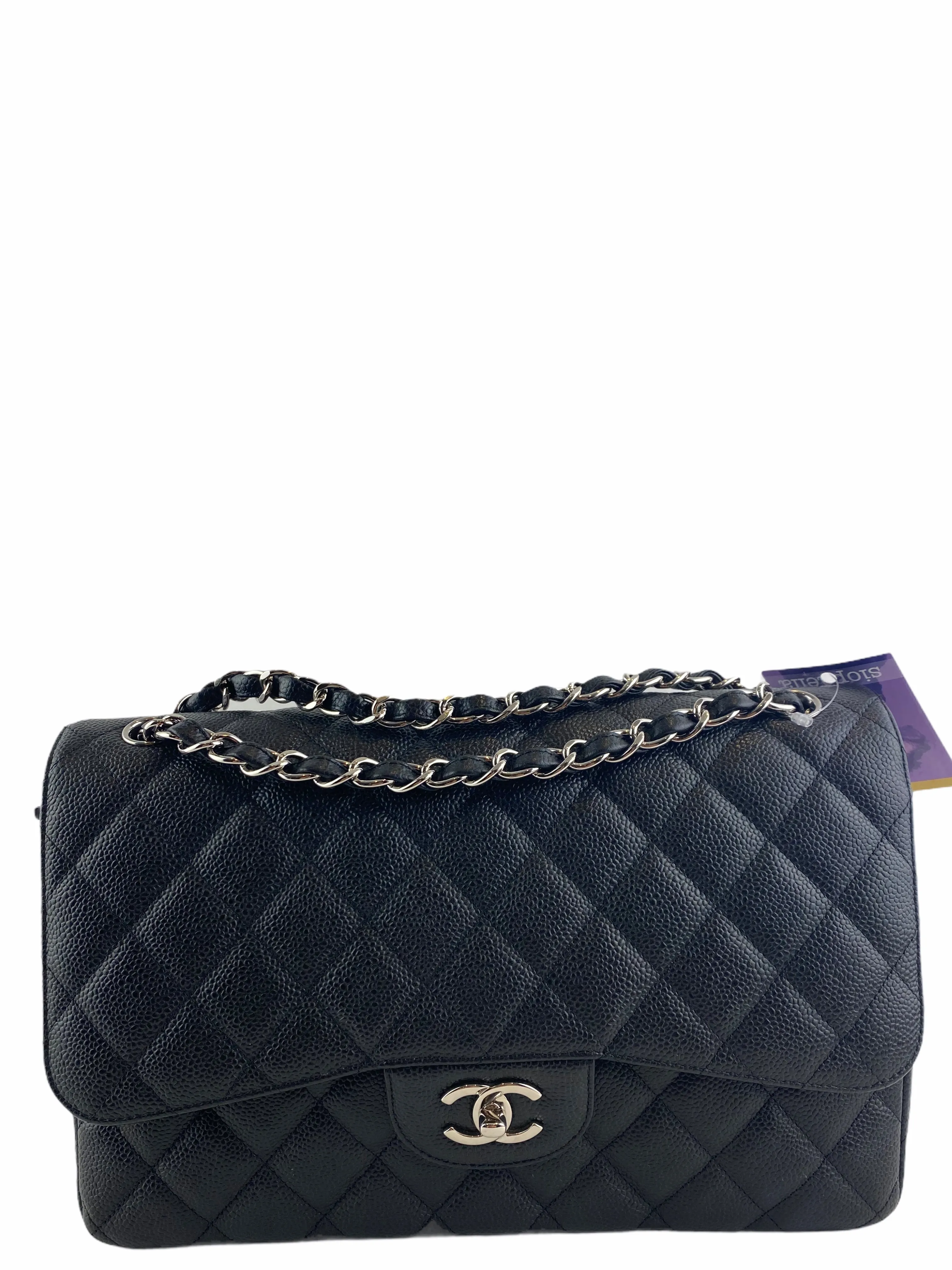 Chanel Black Caviar Leather Jumbo Double Flap