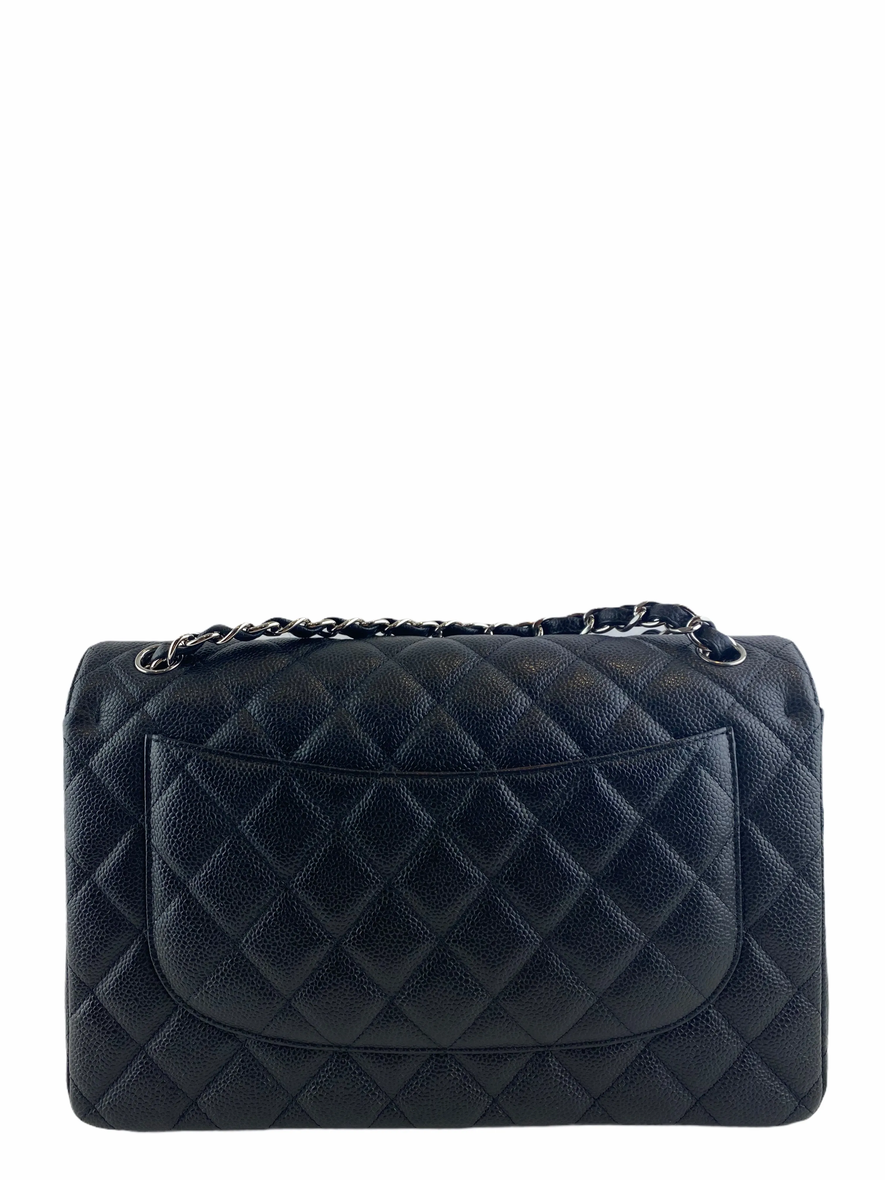 Chanel Black Caviar Leather Jumbo Double Flap