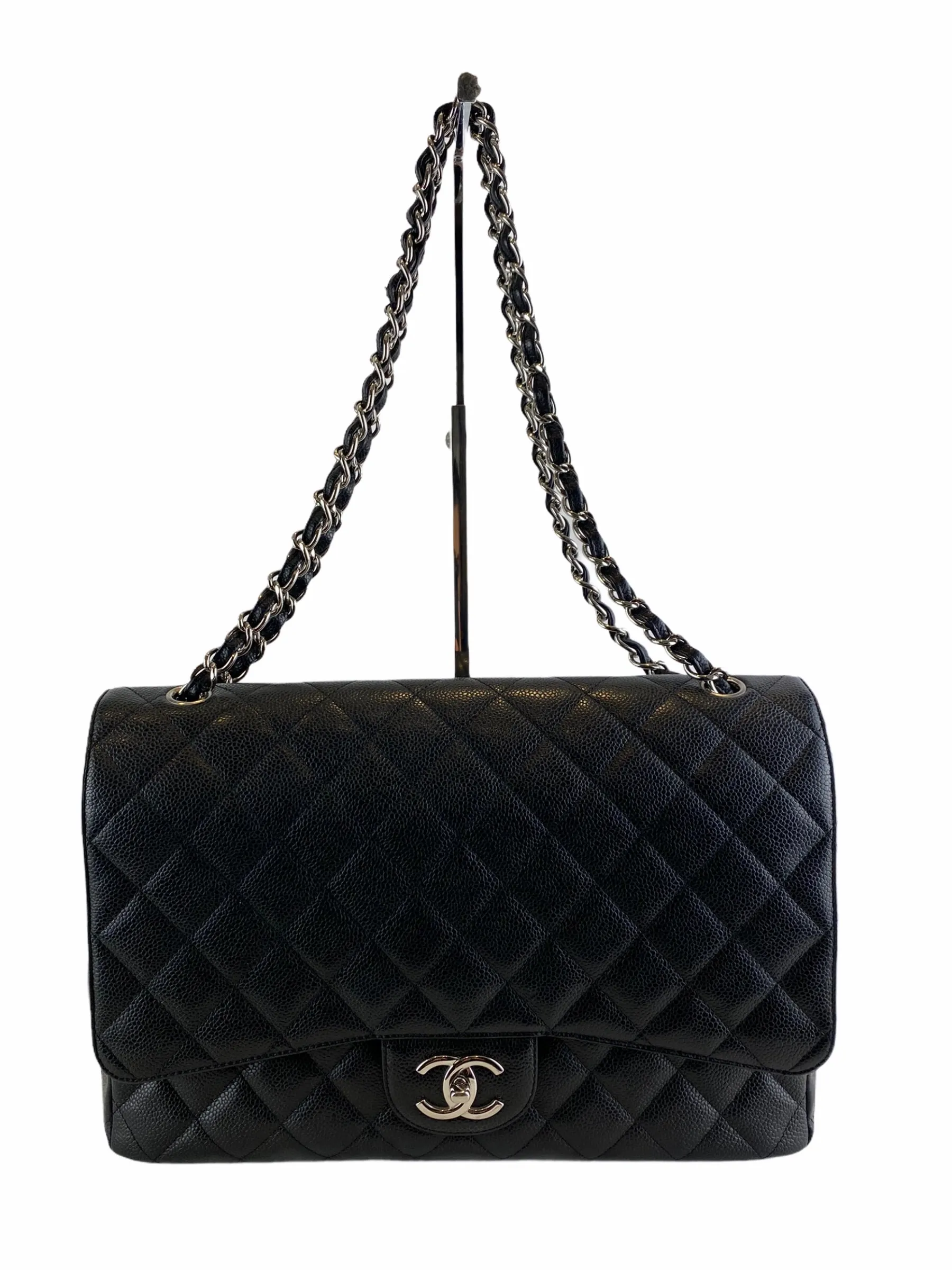 Chanel Black Caviar Leather Maxi Double Flap - As seen on Instagram 14/04/21