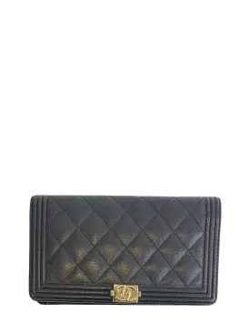 Chanel Black Caviar Leather "Boy" Wallet