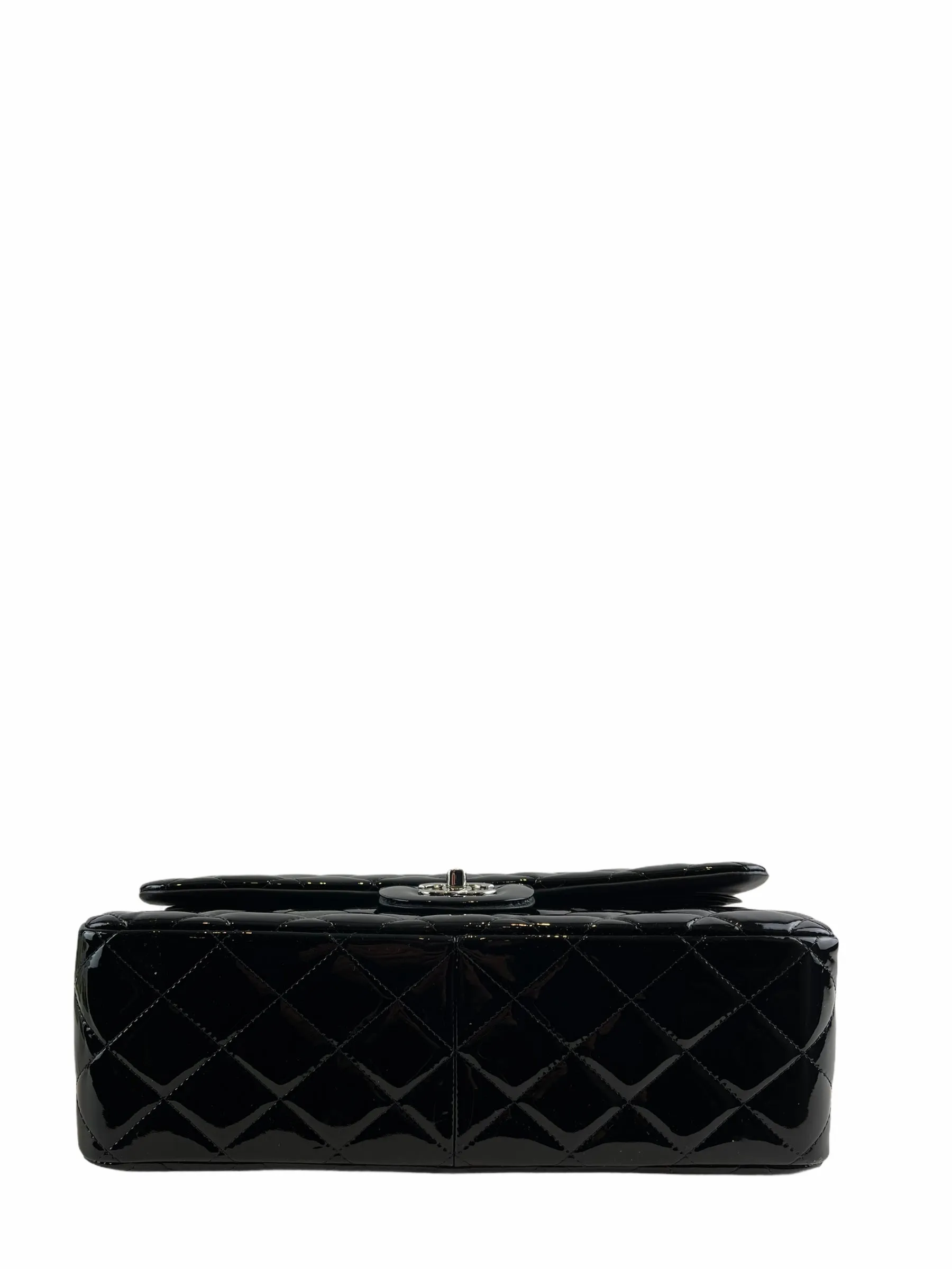 Chanel Black Patent Leather Jumbo Doubke Flap