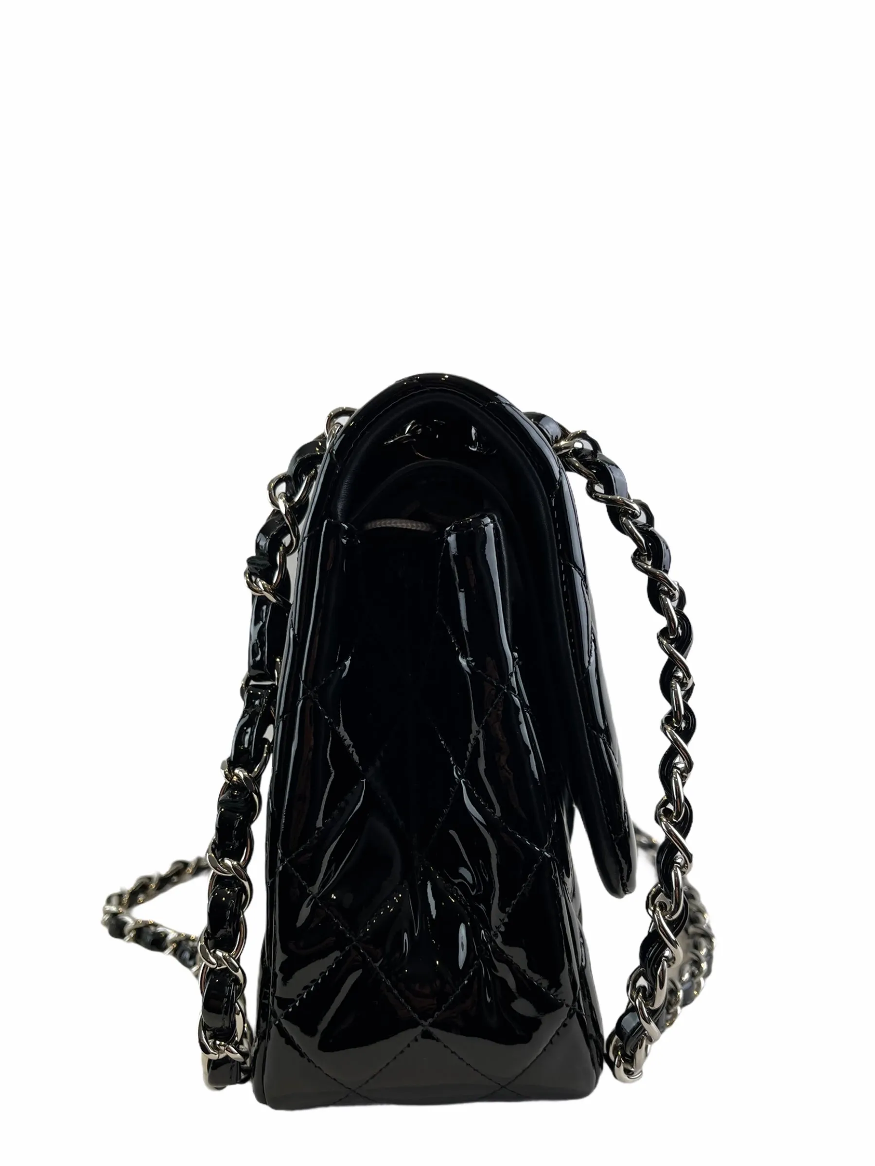 Chanel Black Patent Leather Jumbo Doubke Flap