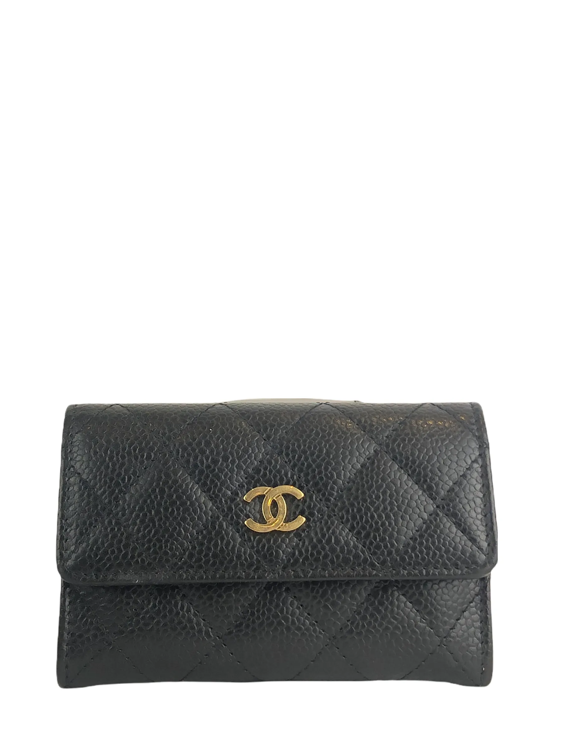 Chanel Black Quilted Caviar Leather Wallet