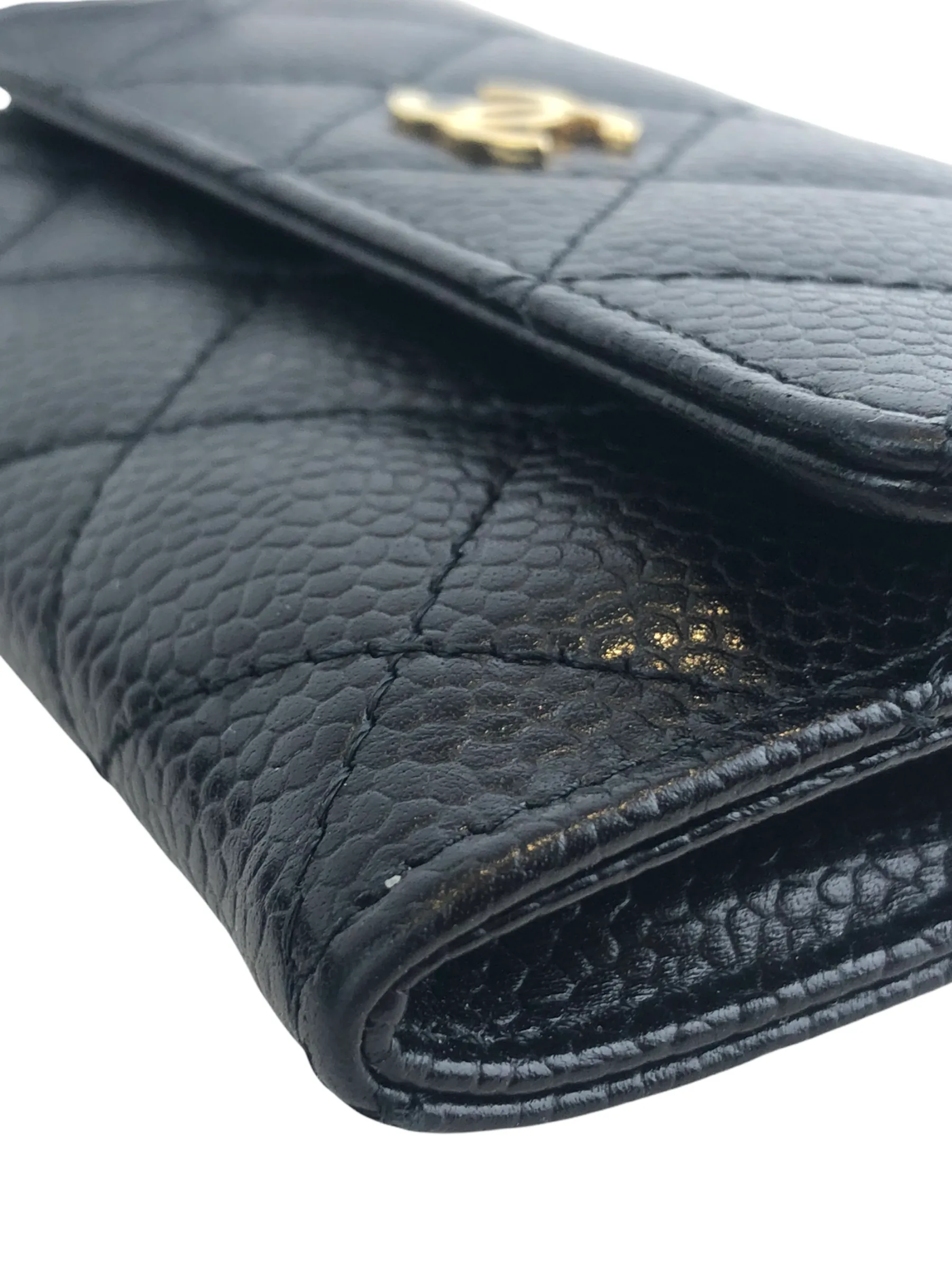 Chanel Black Quilted Caviar Leather Wallet