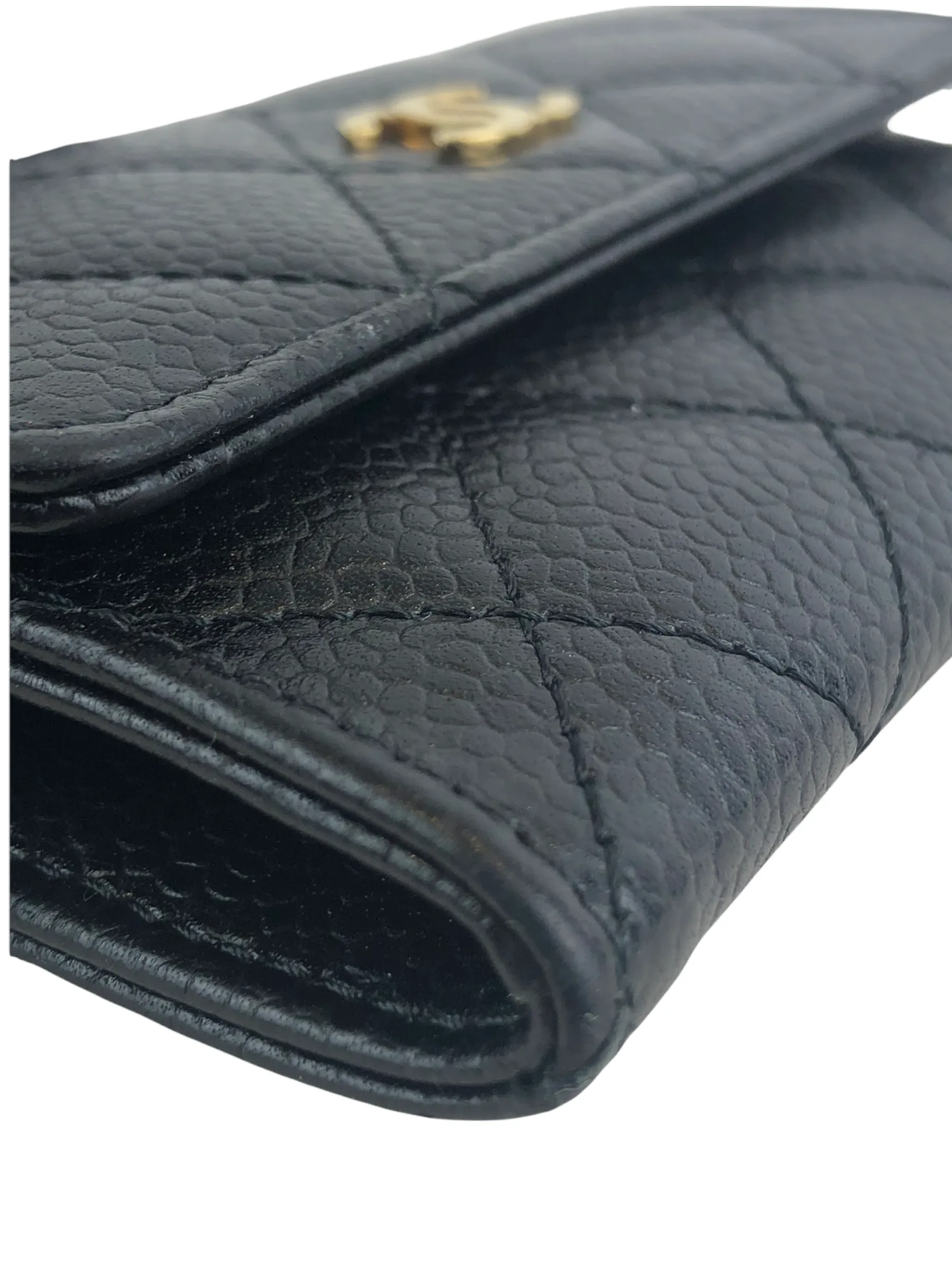 Chanel Black Quilted Caviar Leather Wallet