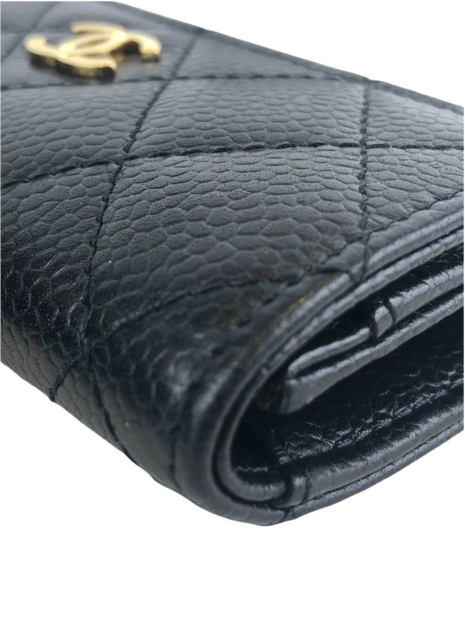 Chanel Black Quilted Caviar Leather Wallet