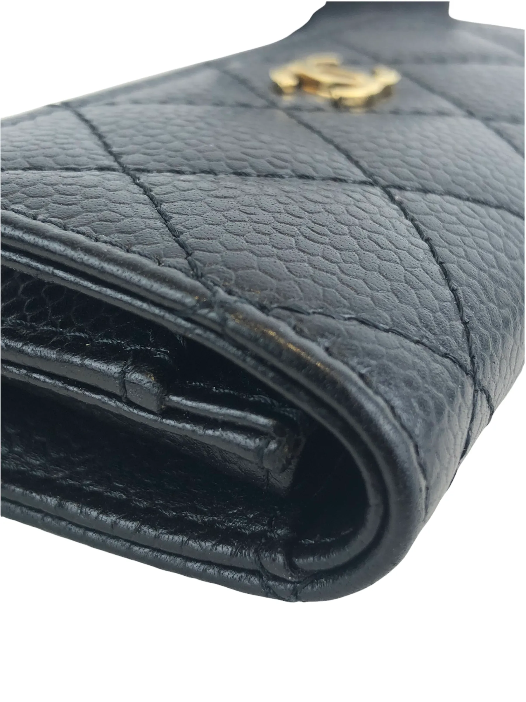 Chanel Black Quilted Caviar Leather Wallet