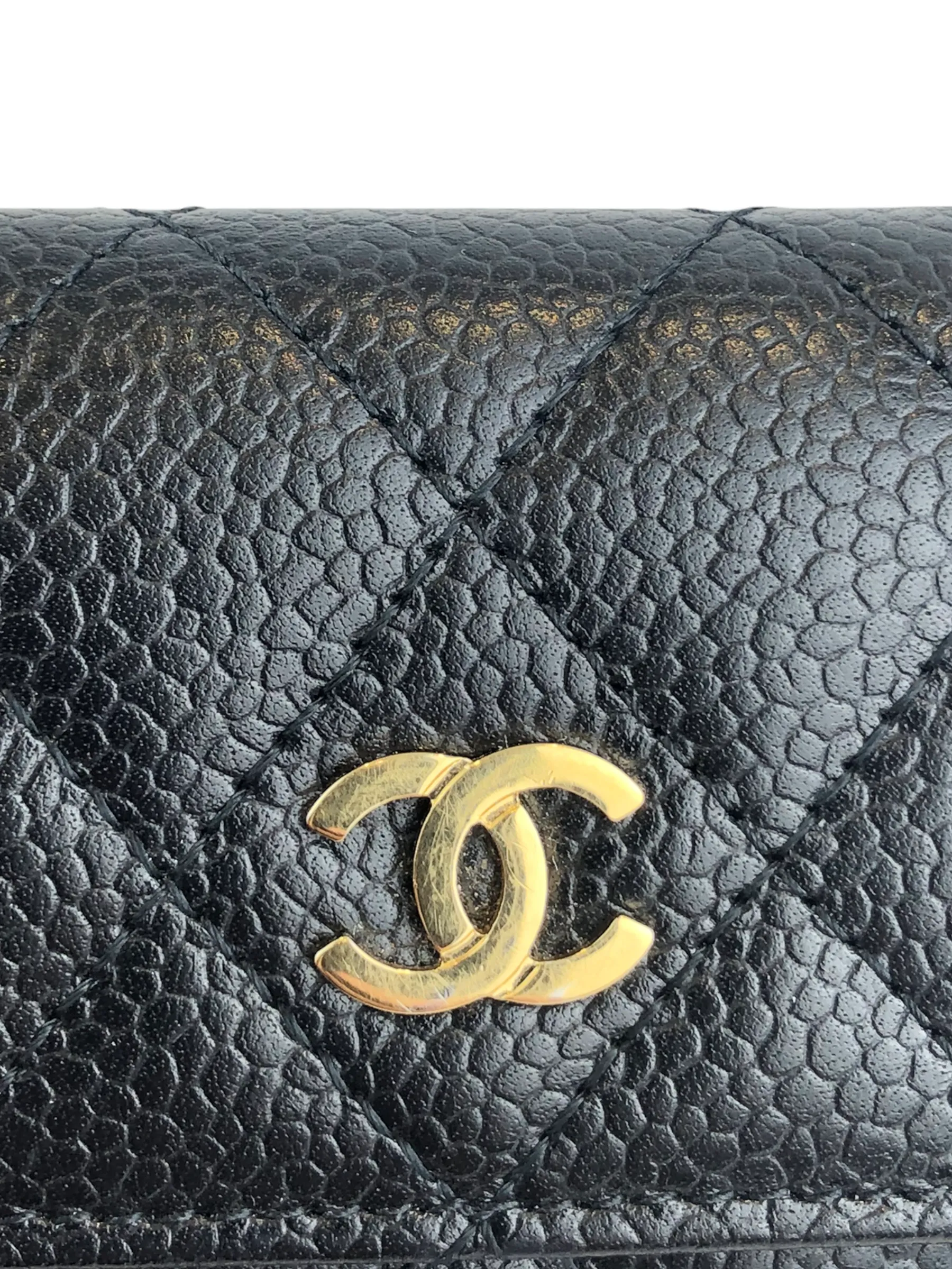 Chanel Black Quilted Caviar Leather Wallet