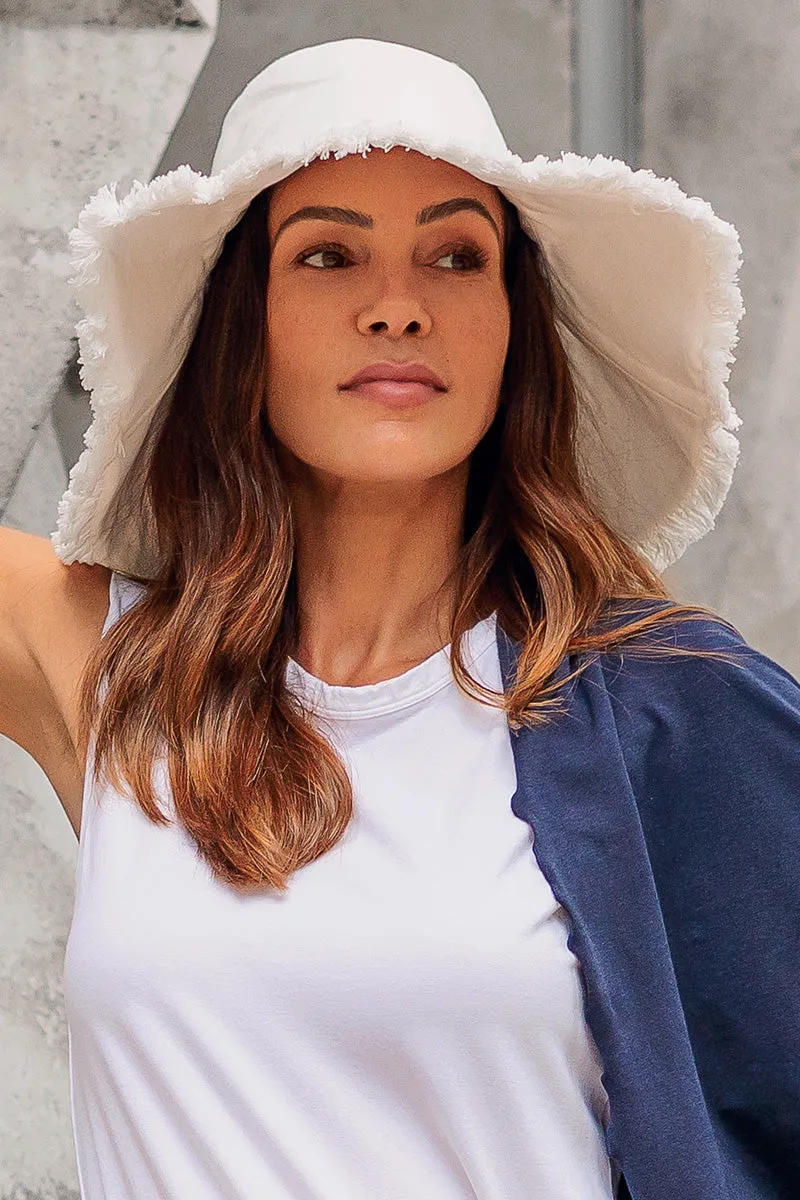 Charlotte Cotton Fringe Hat | White