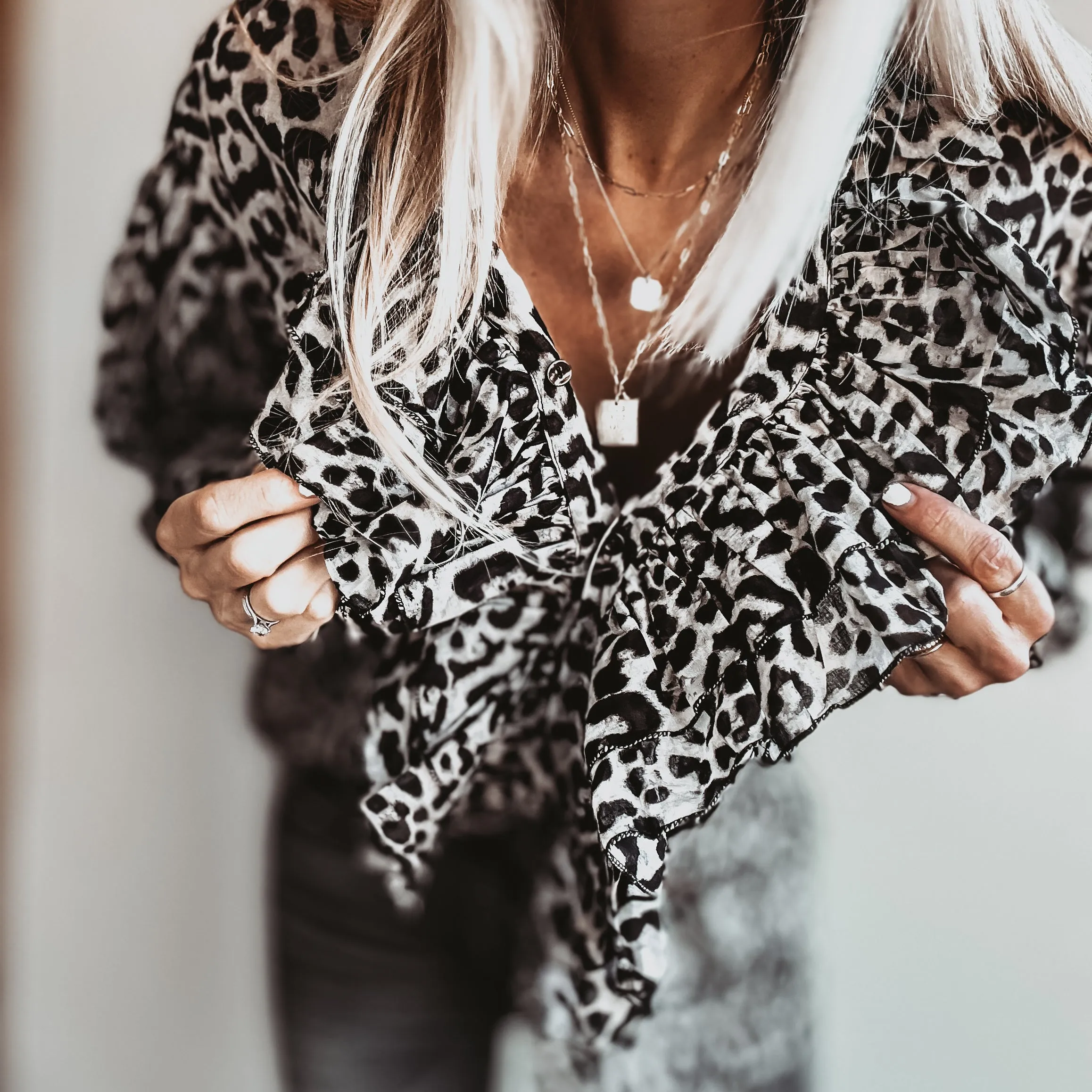 Dark Leopard ruffle Blouse *NEW*