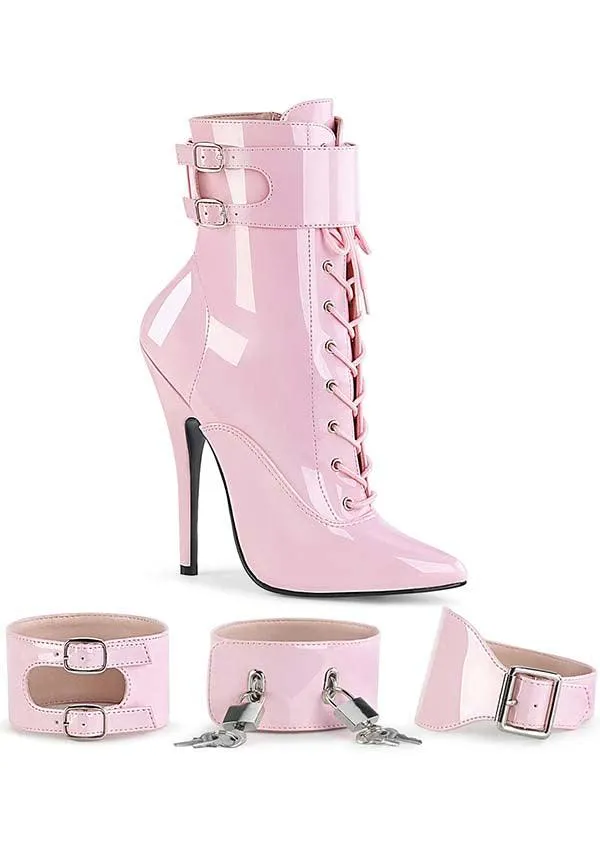 DOMINA-1023 [Baby Pink Patent] | ANKLE BOOTS [PREORDER]