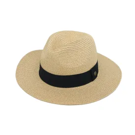 Fedora Panama Sun Hat Wide Brim Straw Black Banded SL61336