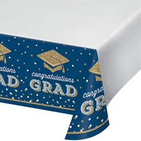 Glittering Grad Tablecover - Gold, Navy, and White (54"x102")