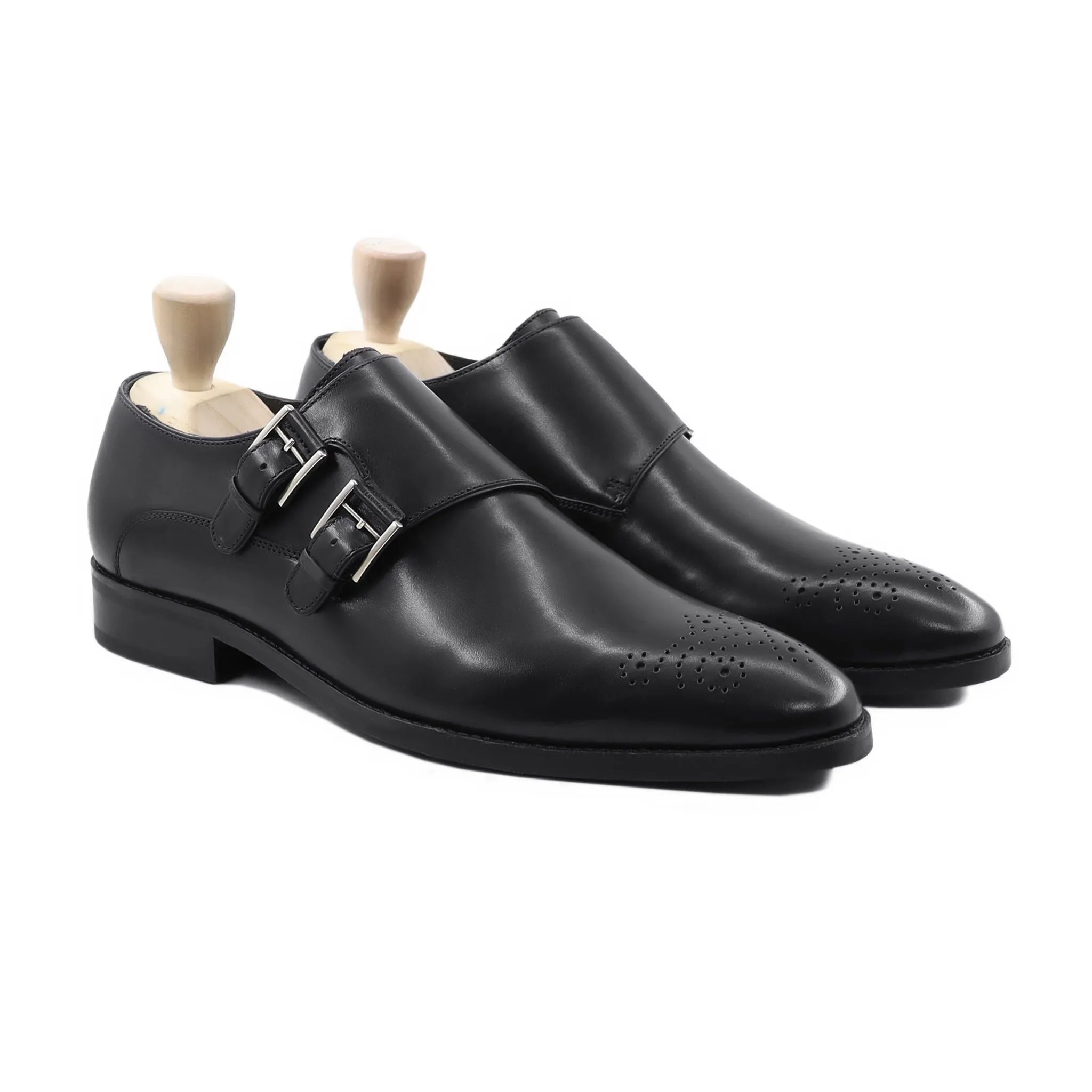 Jeralyn - Men's Black Calf Leather Double Monkstrap