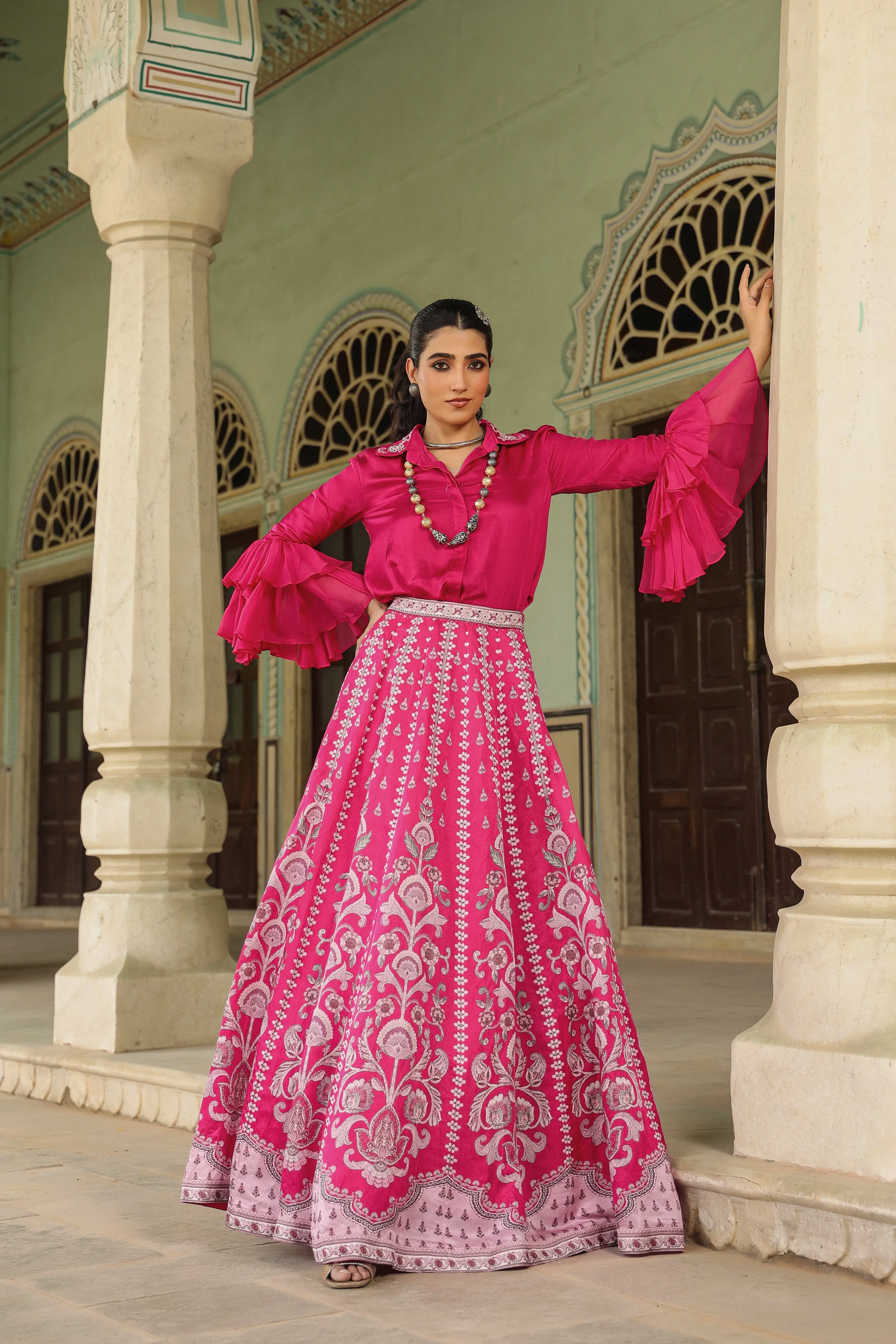 Rani Pink Traditional Printed Lehenga Set