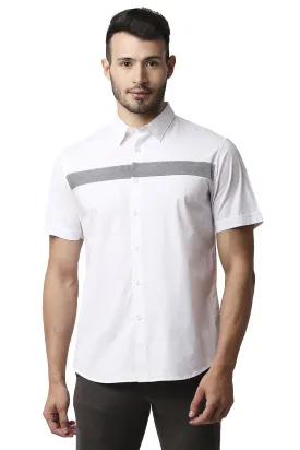 Slim Fit Poplin Stretch Stripe Halfsleeves Shirt