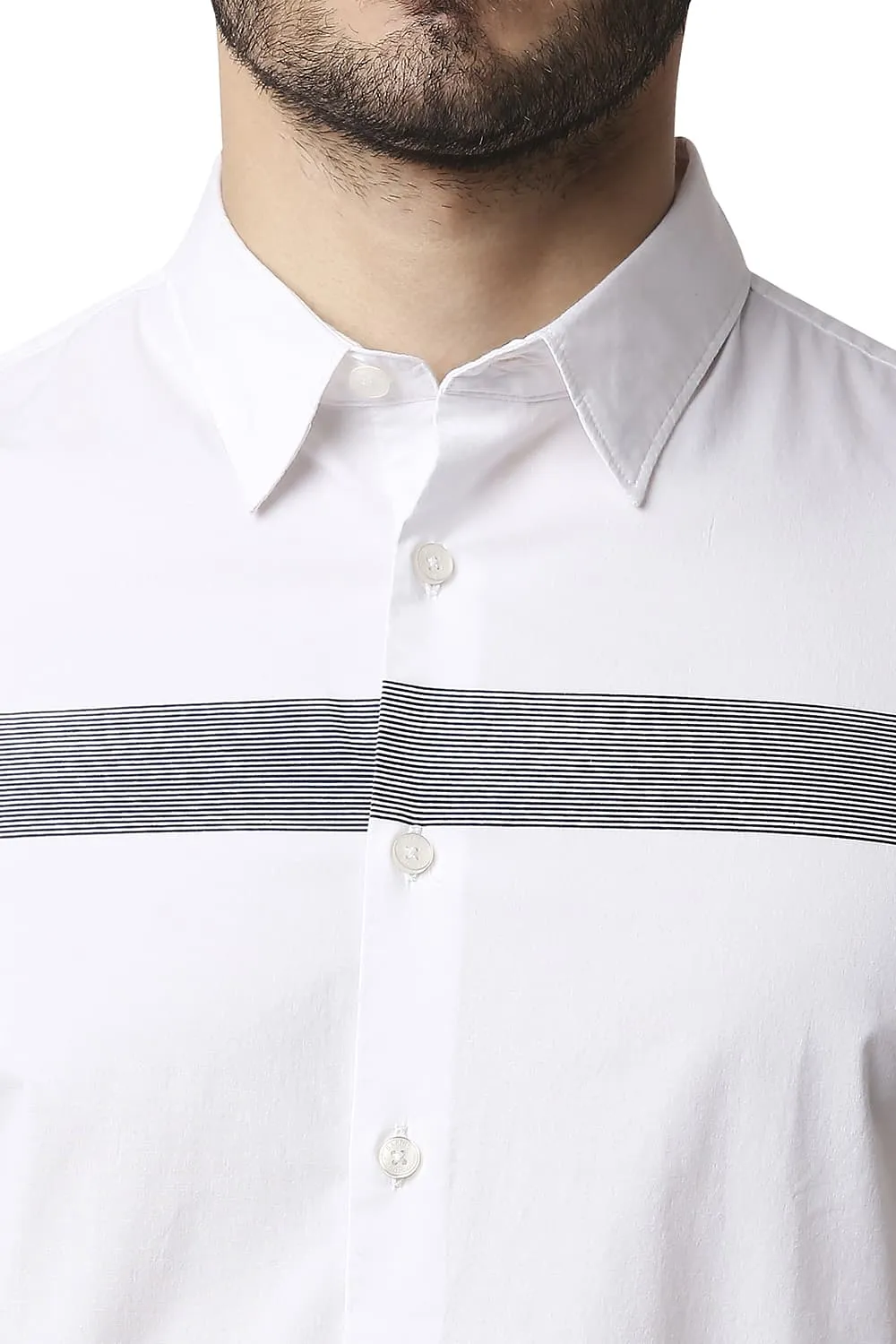 Slim Fit Poplin Stretch Stripe Halfsleeves Shirt