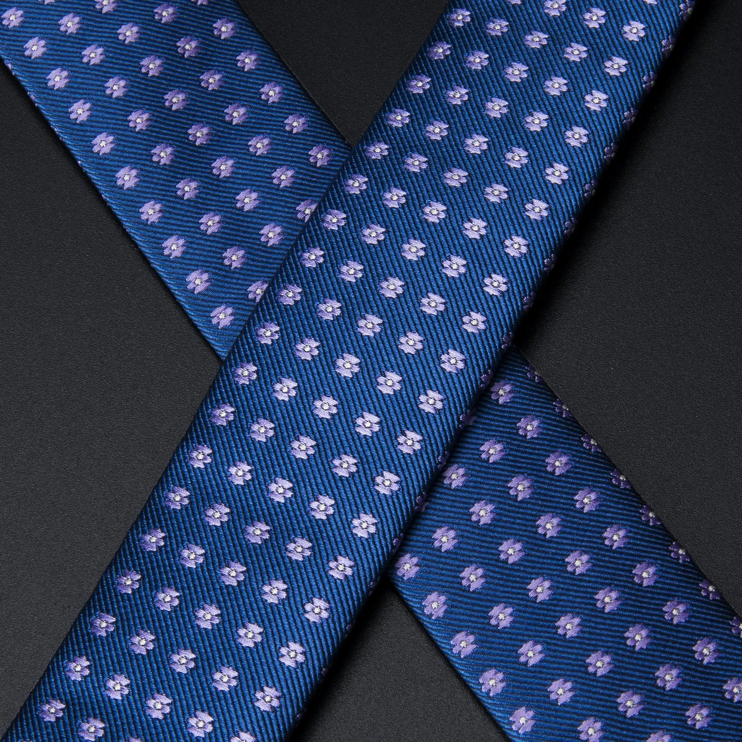 Solid Blue Dots Suspender Bow Tie Handkerchief Cufflinks Set