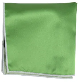 Solid Pocket Square in Green with White Border