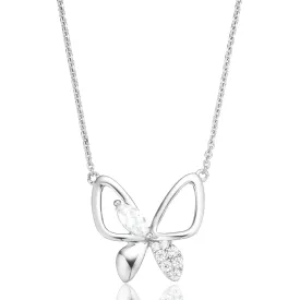 Sterling Silver Cubic Zirconia Butterfly Necklace