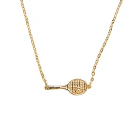 Tennis Racket Pendant Necklace 18K Gold